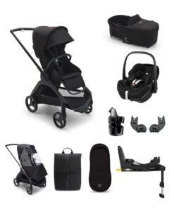 Bugaboo Dragonfly Ultimate 9 Piece Bundle With Maxi Cosi Pebble Pro 360 Car Seat And Base In Black