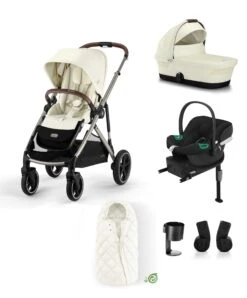 Cybex Gazelle Pushchair Bundle With Aton B2 Car Seat (6 Piece) - Seashell Beige