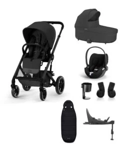 Cybex Balios S Lux 7 Piece Bundle With Cloud T Car Seat And Base In Moon Black