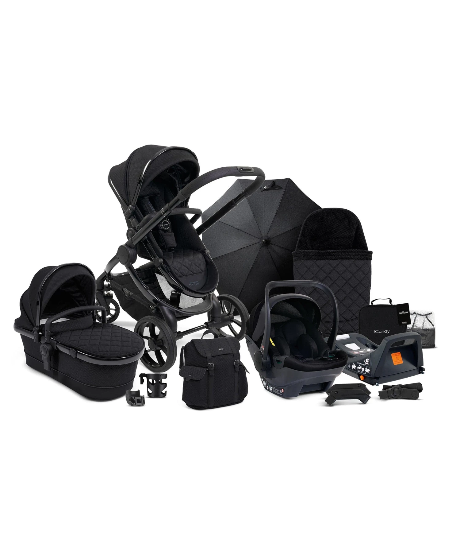 ICandy Peach 7 Cerium Designer Collection Complete Pushchair Bundle With Cocoon Car Seat - Black