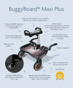 Lascal Black Maxi BuggyBoard® Plus Grey Saddle -Baby Product lascal buggyboards lascal black maxi buggyboard reg plus grey saddle 32875179016352