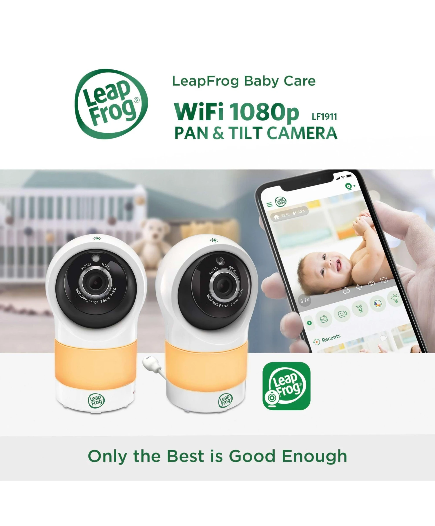 Leapfrog LF1911 HD Baby Monitor With Motorized Pan & Tilt Camera In White 14 Leapfrog LF1911 HD Baby Monitor With Motorized Pan & Tilt Camera In White - Image 12