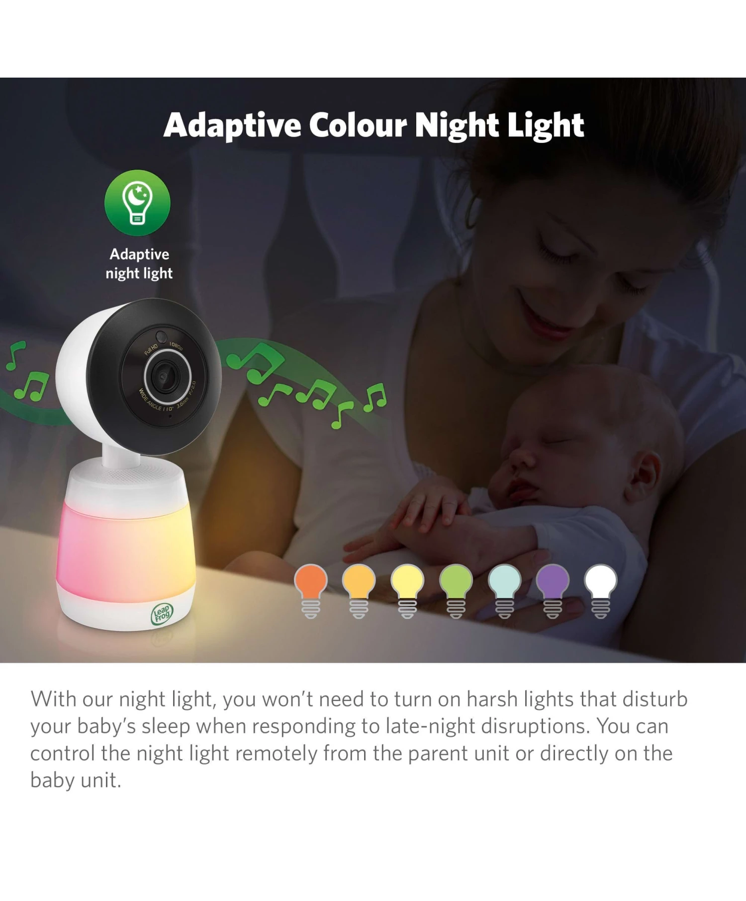 LeapFrog LF2936HD 5.5 1080p Touch Screen Smart Baby Monitor In White 8 LeapFrog LF2936HD 5.5 1080p Touch Screen Smart Baby Monitor In White - Image 6