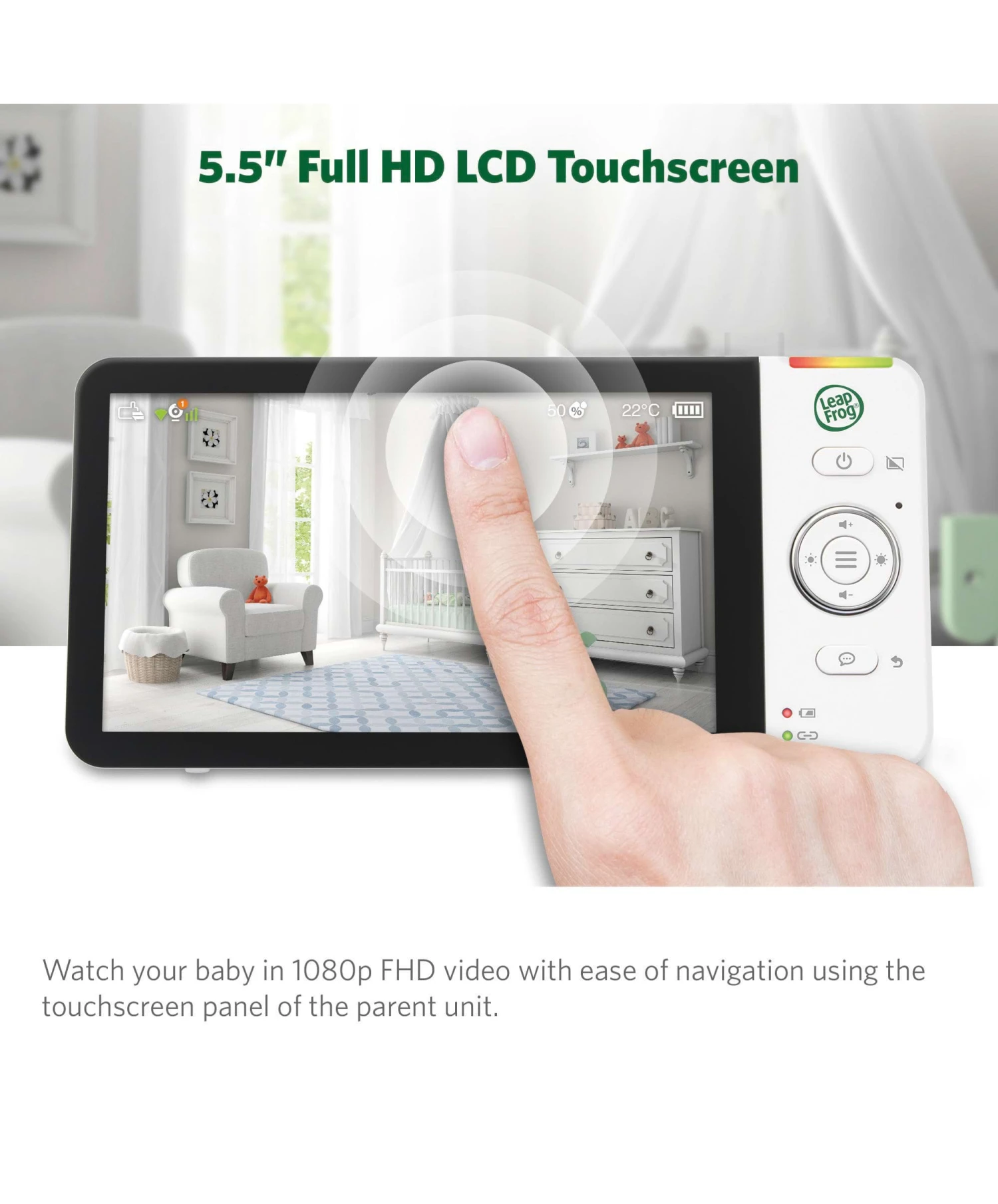 LeapFrog LF2936HD 5.5 1080p Touch Screen Smart Baby Monitor In White 13 LeapFrog LF2936HD 5.5 1080p Touch Screen Smart Baby Monitor In White - Image 11