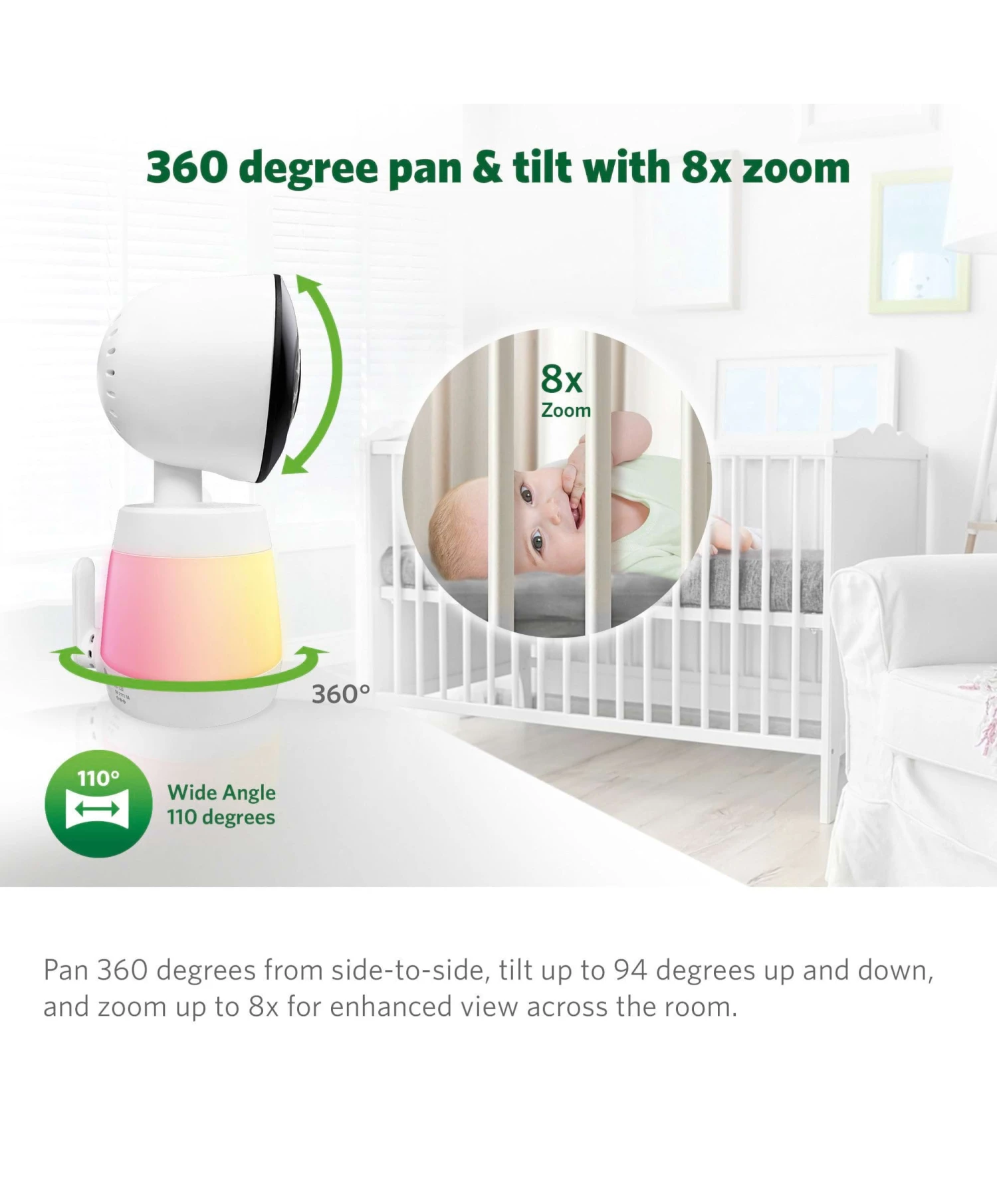 LeapFrog LF2936HD 5.5 1080p Touch Screen Smart Baby Monitor In White 4 LeapFrog LF2936HD 5.5 1080p Touch Screen Smart Baby Monitor In White - Image 2