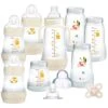 MAM Baby Easy Start Anti-Colic Self Sterilising Newborn Bottles & Soother 11 Piece Set - Ivory White