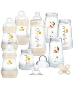 MAM Baby Easy Start Anti-Colic Self Sterilising Newborn Bottles & Soother 11 Piece Set - Ivory White