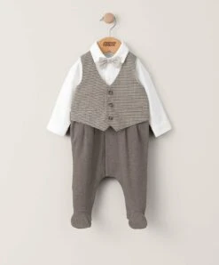 Mamas & Papas All In One Check Waistcoat - Oatmeal