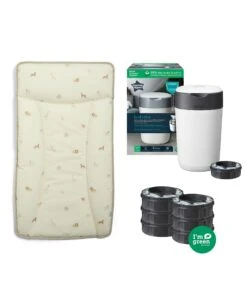 Mamas & Papas Born To Be Wild Changing Mat Bundle With Tommee Tippee Nappy Bin & Cassettes