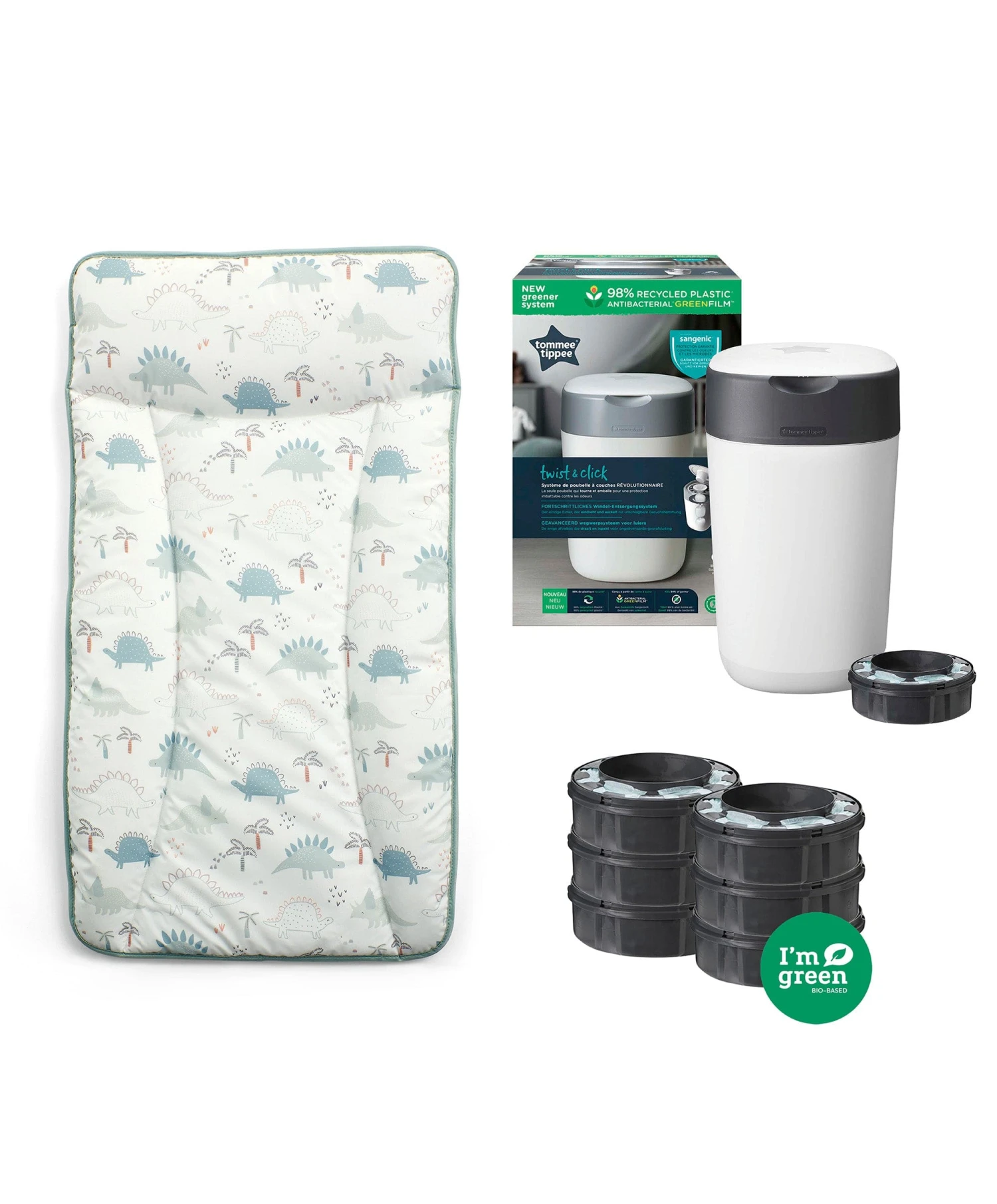 Mamas & Papas Dino Changing Mat Bundle With Tommee Tippee Nappy Bin & Cassettes 3 Mamas & Papas Dino Changing Mat Bundle With Tommee Tippee Nappy Bin & Cassettes