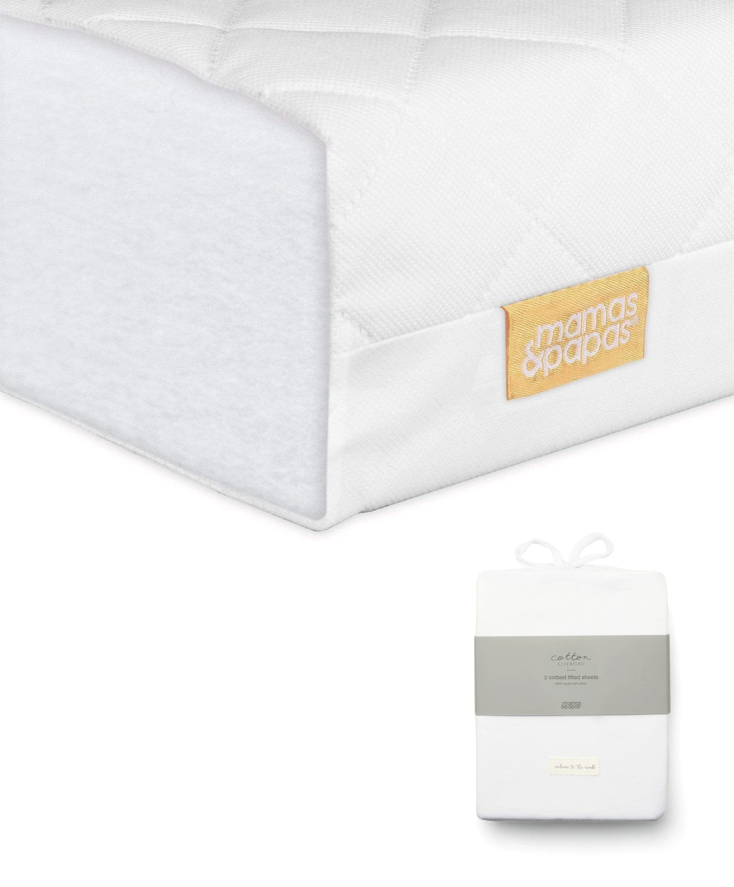 Mamas & Papas Essential Fibre Cotbed Mattress And Fitted Sheets (Pack Of 2) Bundle 3 Mamas & Papas Essential Fibre Cotbed Mattress And Fitted Sheets (Pack Of 2) Bundle