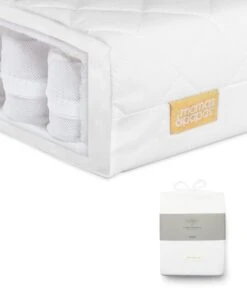 Mamas & Papas Essential Pocket Spring Cotbed Mattress And Fitted Sheets (Pack Of 2) Bundle