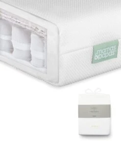 Mamas & Papas Premium Pocket Spring Cotbed Mattress And Fitted Sheets (Pack Of 2) Bundle