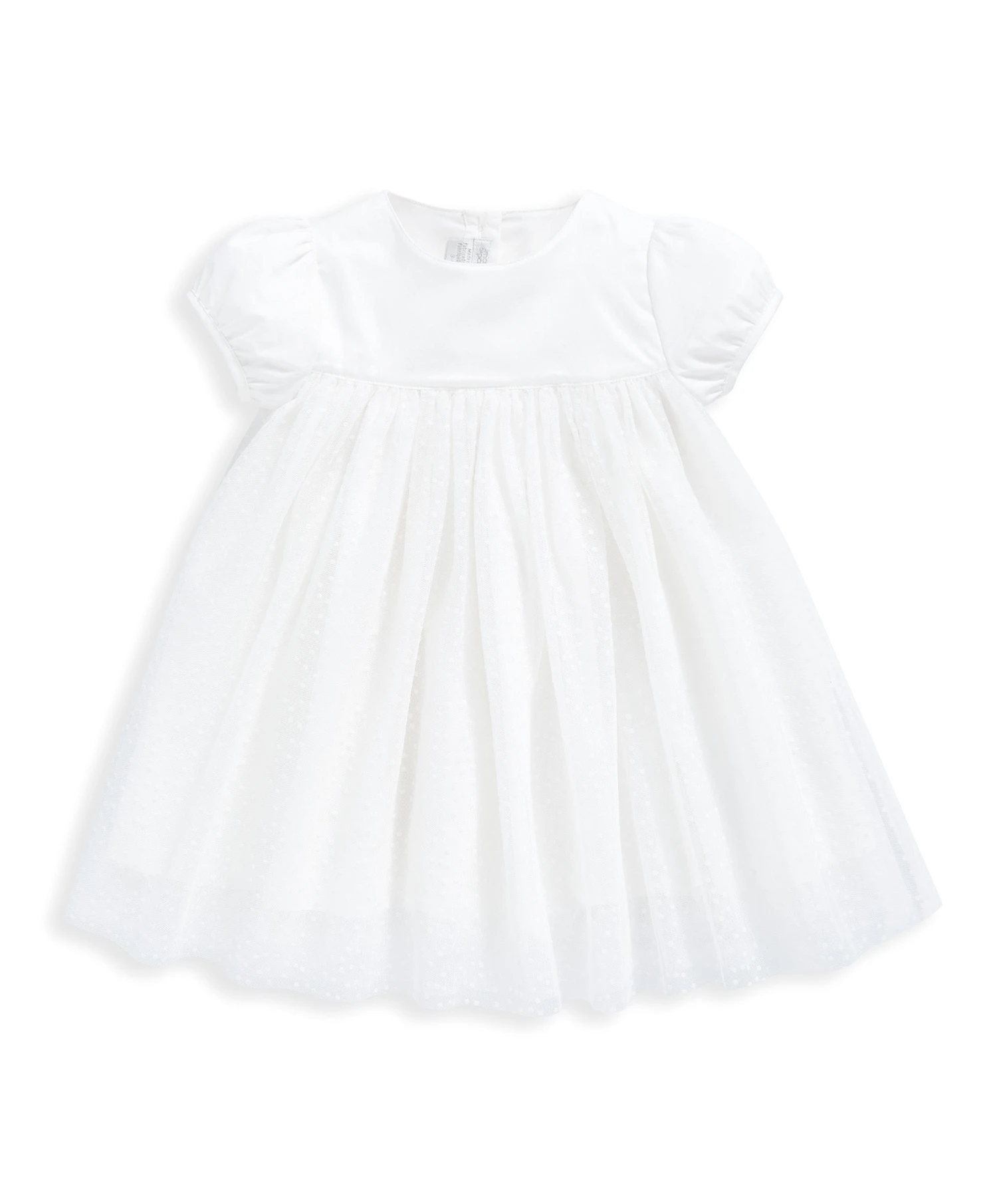 Mamas & Papas White Flock Spot Mesh Dress 5 Mamas & Papas White Flock Spot Mesh Dress - Image 3