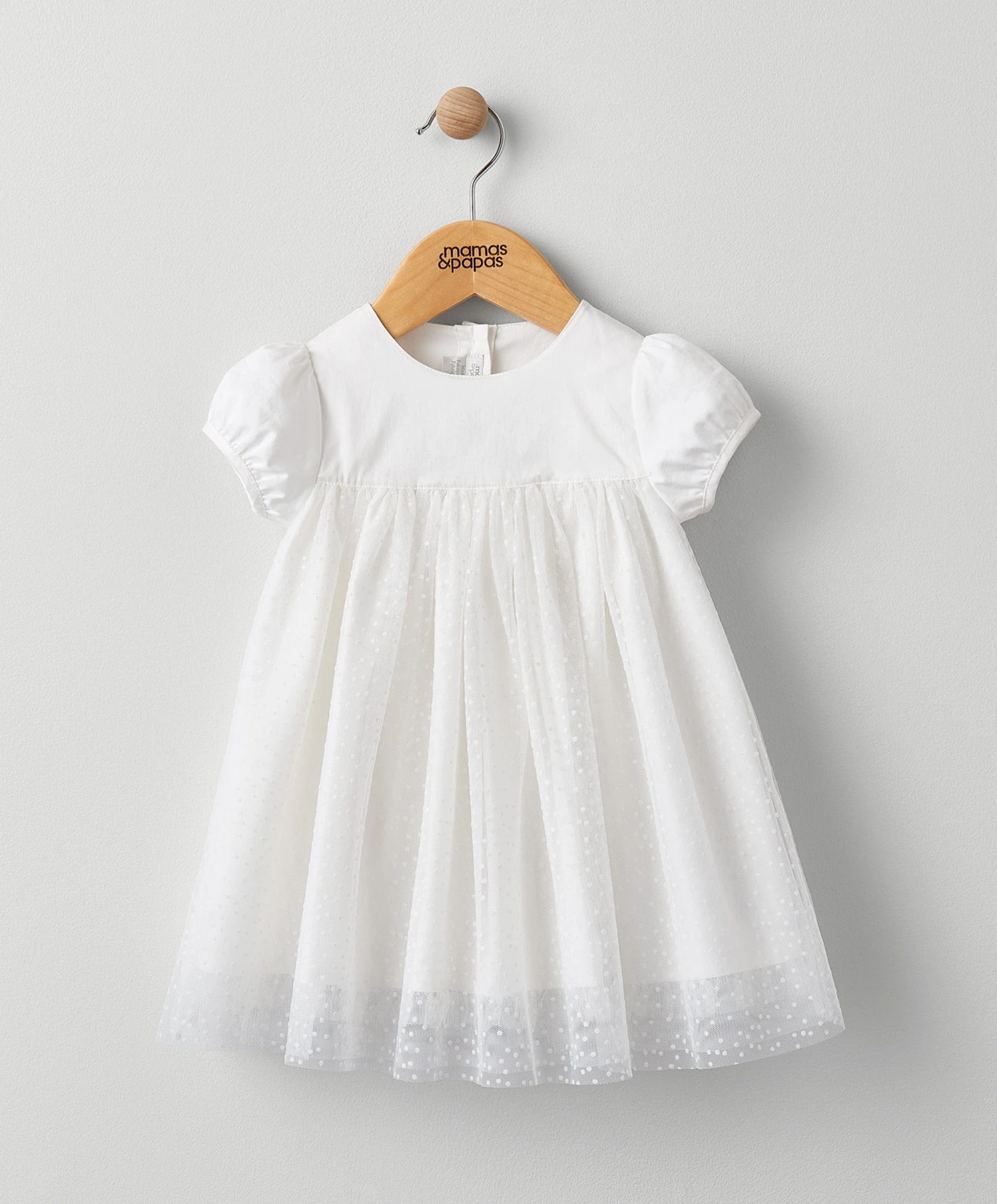 Mamas & Papas White Flock Spot Mesh Dress 4 Mamas & Papas White Flock Spot Mesh Dress - Image 2