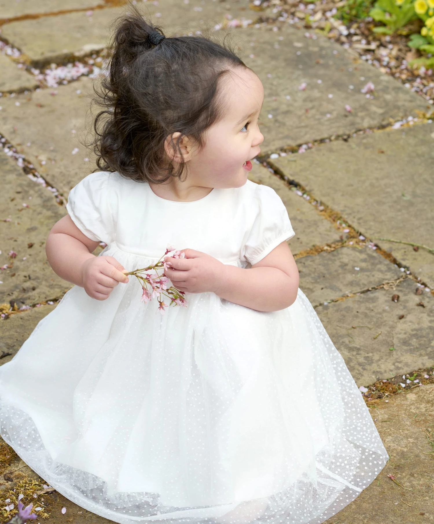 Mamas & Papas White Flock Spot Mesh Dress 3 Mamas & Papas White Flock Spot Mesh Dress