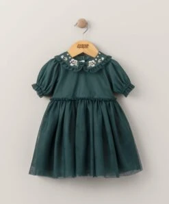 Mamas & Papas Embroidered Mesh Dress - Green