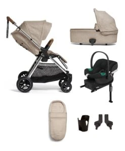 Mamas & Papas Flip XT³ Pushchair Bundle With Cybex Aton B2 Car Seat & Base (6 Pieces) - Biscuit