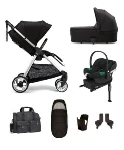 Mamas & Papas Flip XT² Pushchair Bundle With Cybex Aton B2 Car Seat & Base (7 Pieces) - Black