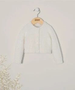Mamas & Papas White Fluffy Cardigan