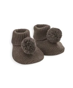 Mamas & Papas Knitted Pom Booties - Chocolate Brown -Baby Product mamas papas knitted pom booties chocolate brown 50294214951253