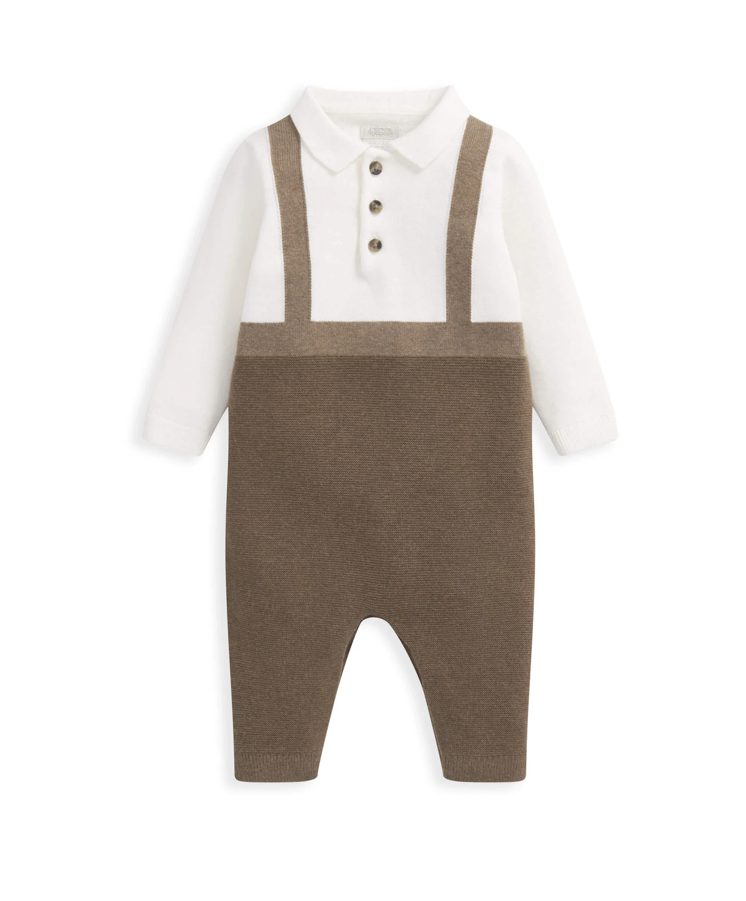 Mamas & Papas Mock Knit Romper - Dark Oatmeal 4 Mamas & Papas Mock Knit Romper - Dark Oatmeal - Image 2