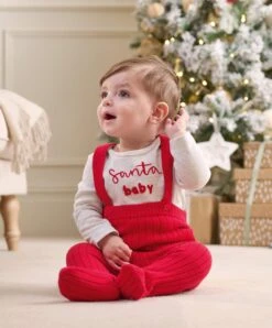 Mamas & Papas Christmas Bodysuit & Dungaree Set