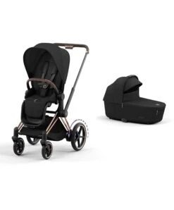 Mamas & Papas Cybex EPriam 3 Piece Complete Pushchair Bundle - Rose Gold / Sepia Black