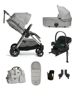 Mamas & Papas Filp XT3 7 Piece Complete Bundle With Aton B2 Car Seat And Base In Skyline Grey