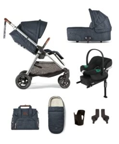 Mamas & Papas Flip XT³ Pushchair Bundle With Cybex Aton B2 Car Seat & Base (7 Pieces) - Navy Classic