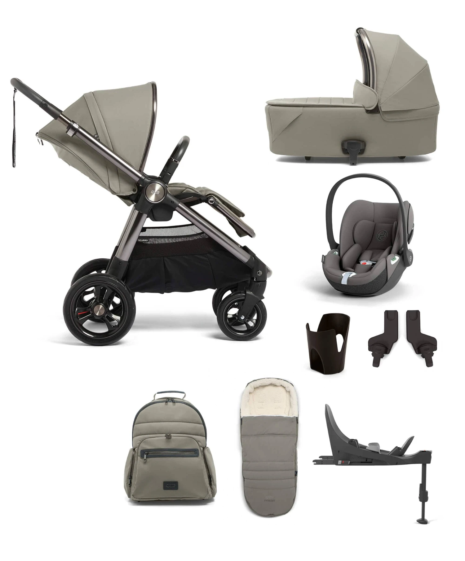 Mamas & Papas Ocarro 8 Piece Complete Bundle Including Cloud T Car Seat And Base In Everest