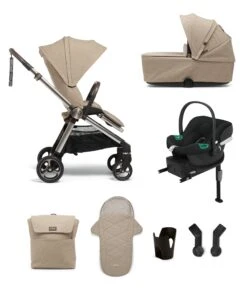 Mamas & Papas Strada Pushchair Bundle With Aton B2 Car Seat & Base (7 Pieces) - Pebble