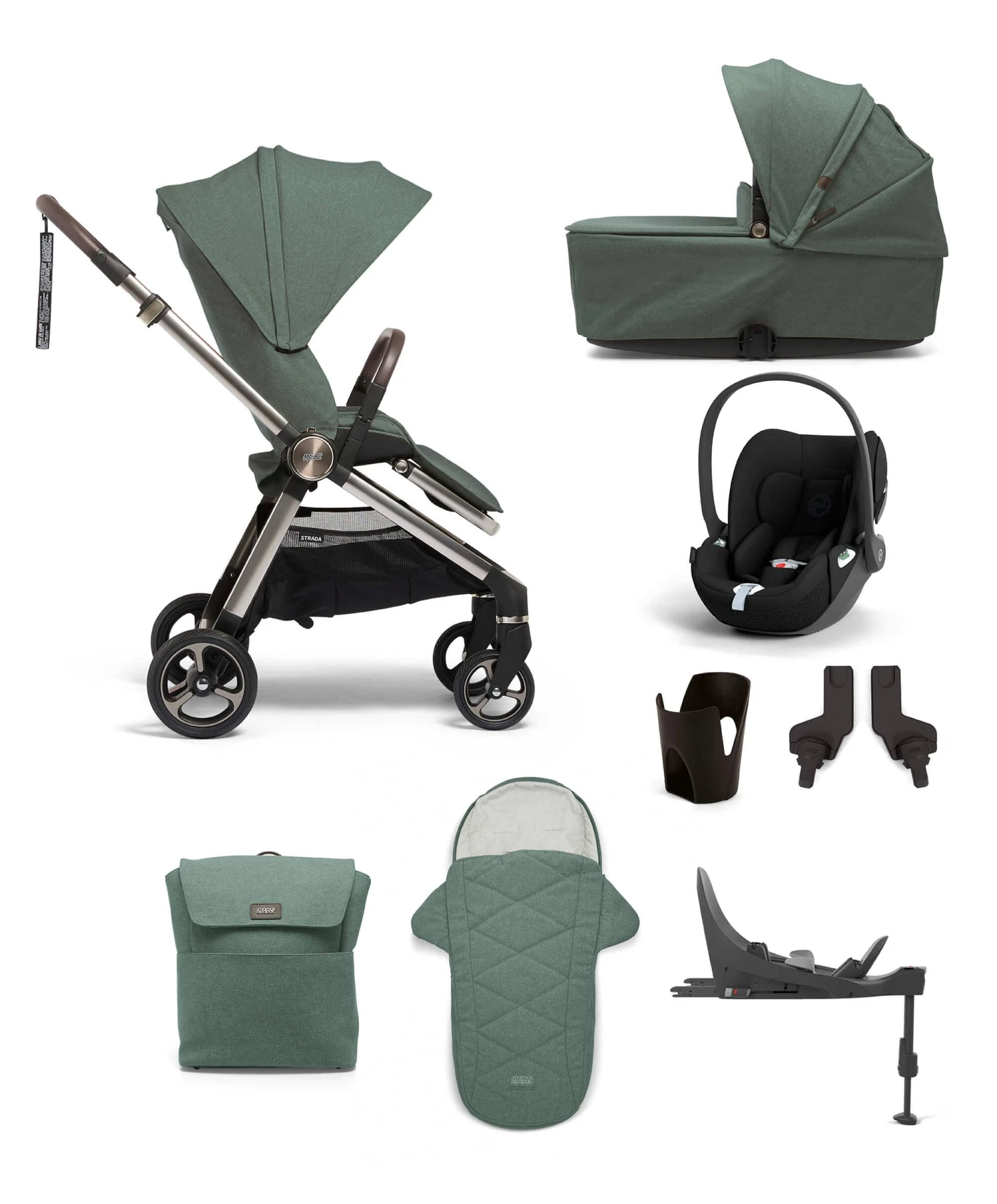 Mamas & Papas Strada Pushchair Bundle With Cloud T Car Seat & Base (8 Pieces) - Ivy