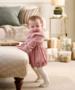 Mamas & Papas Velvet Romper - Pink