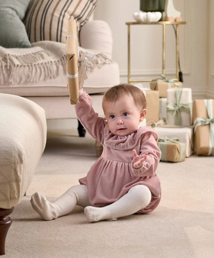 Mamas & Papas Velvet Romper - Pink 4 Mamas & Papas Velvet Romper - Pink - Image 2