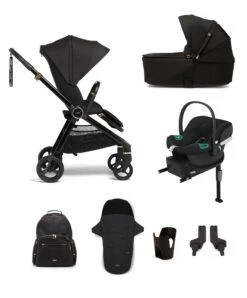 Mamas & Papas Strada Pushchair Bundle With Aton B2 Car Seat & Base (7 Pieces) - Black Diamond