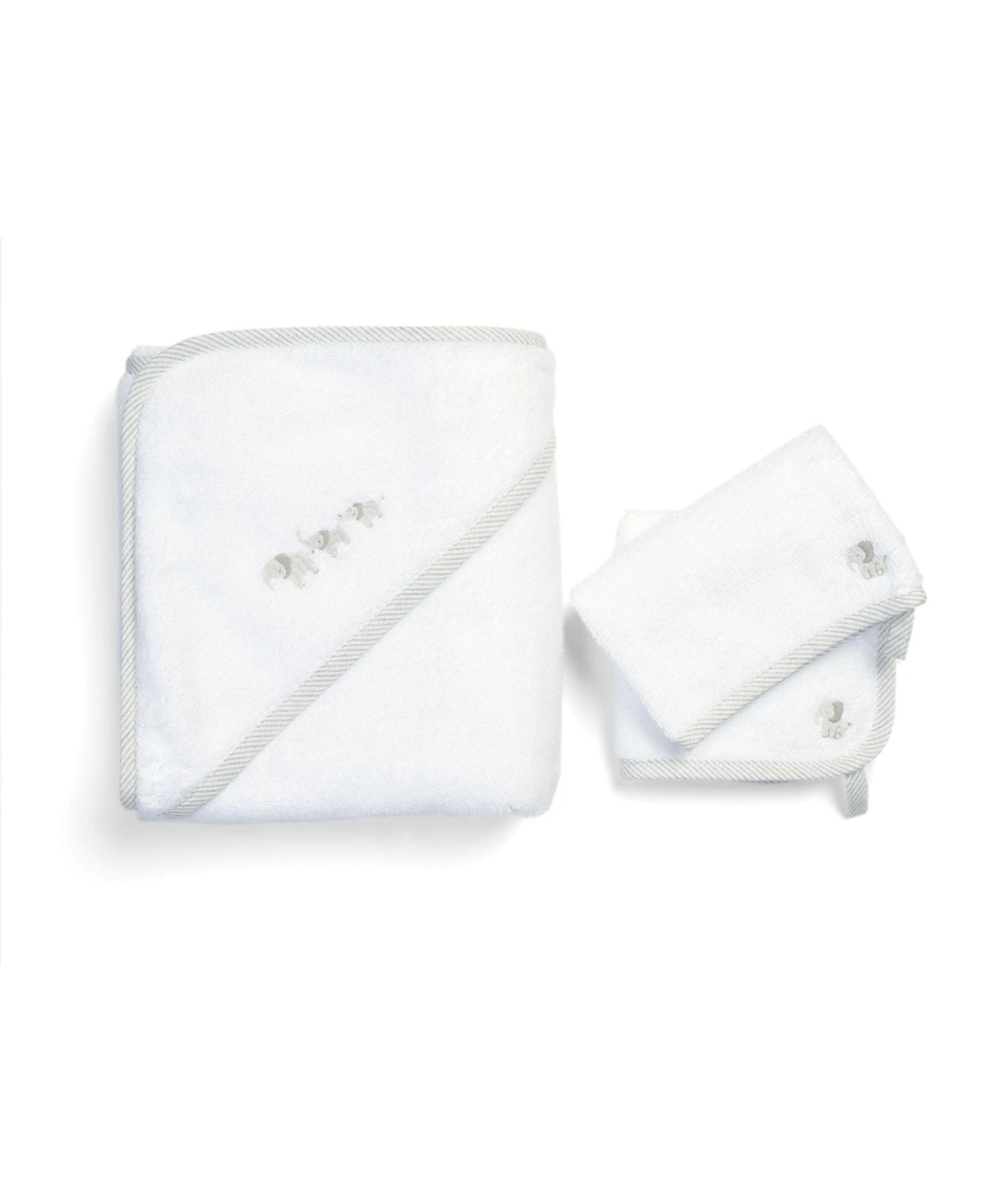 Mamas & Papas Elephant Print Baby Towelling Set (Pack Of 3) 3 Mamas & Papas Elephant Print Baby Towelling Set (Pack Of 3)