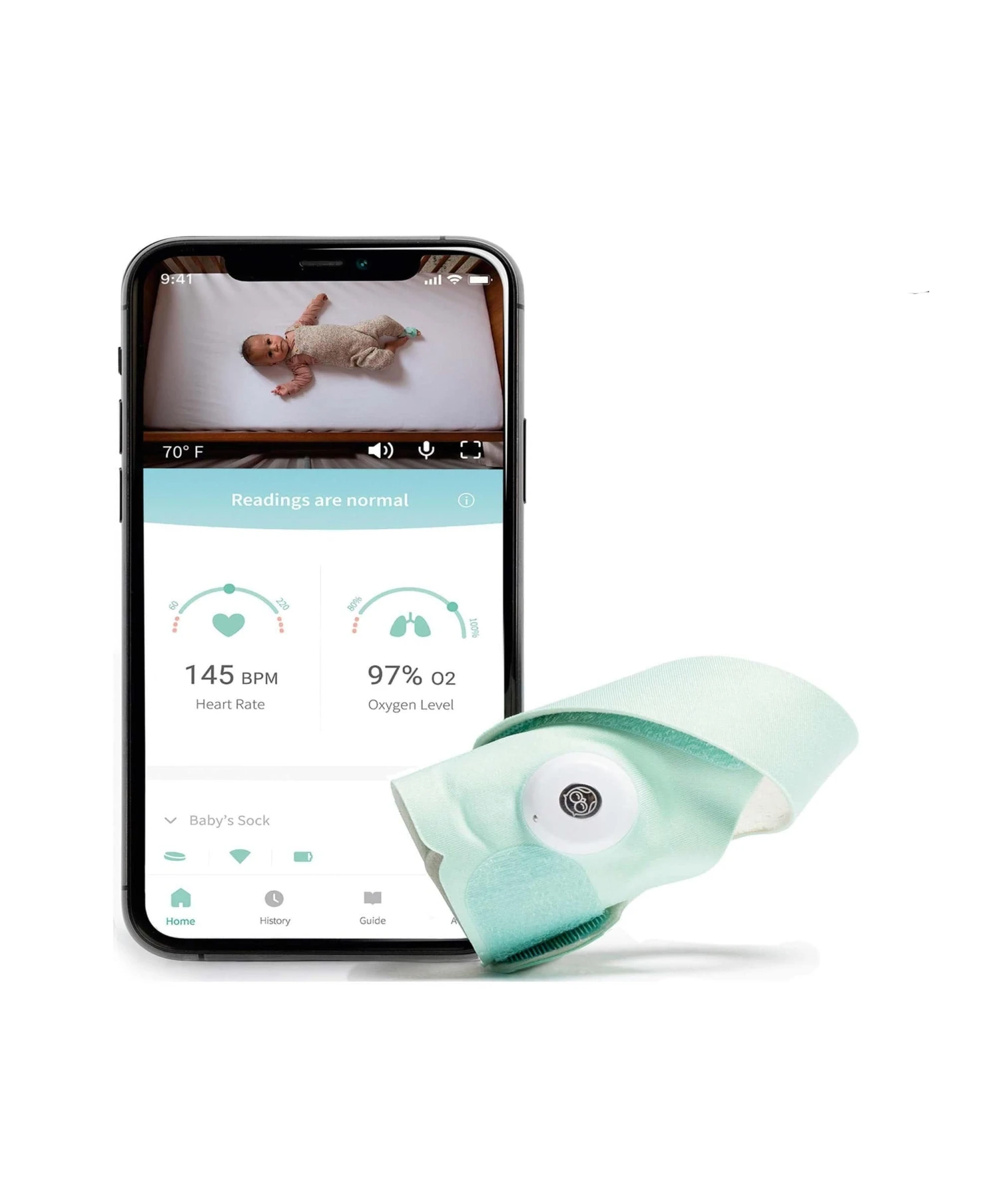 Owlet™ Smart Sock V3 Baby Monitor - Mint Green 3 Owlet™ Smart Sock V3 Baby Monitor - Mint Green