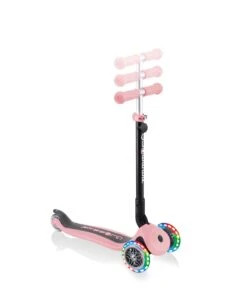Globber Go Up Foldable Lights Scooter - Pastel Pink -Baby Product plum play outdoor play globber go up foldable lights scooter pastel pink 50032129048917