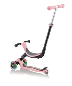 Globber Go Up Foldable Lights Scooter - Pastel Pink -Baby Product plum play outdoor play globber go up foldable lights scooter pastel pink 50032129179989