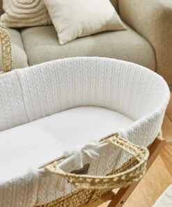 The Little Green Sheep Organic Jersey Moses Basket Fitted Sheet In White