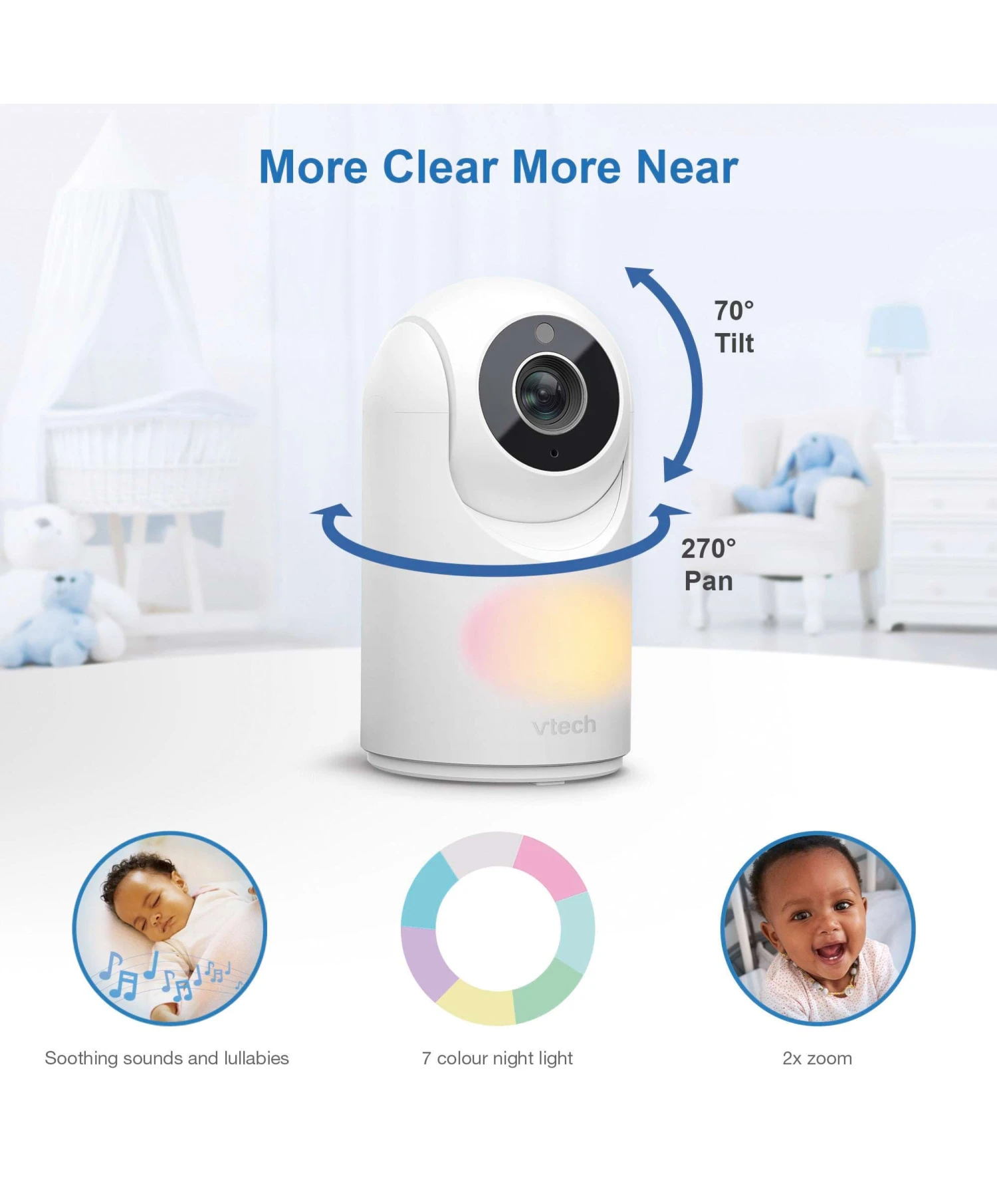 VTech VM3263 2.8" Video Baby Monitor With Night Light In White 8 VTech VM3263 2.8" Video Baby Monitor With Night Light In White - Image 6