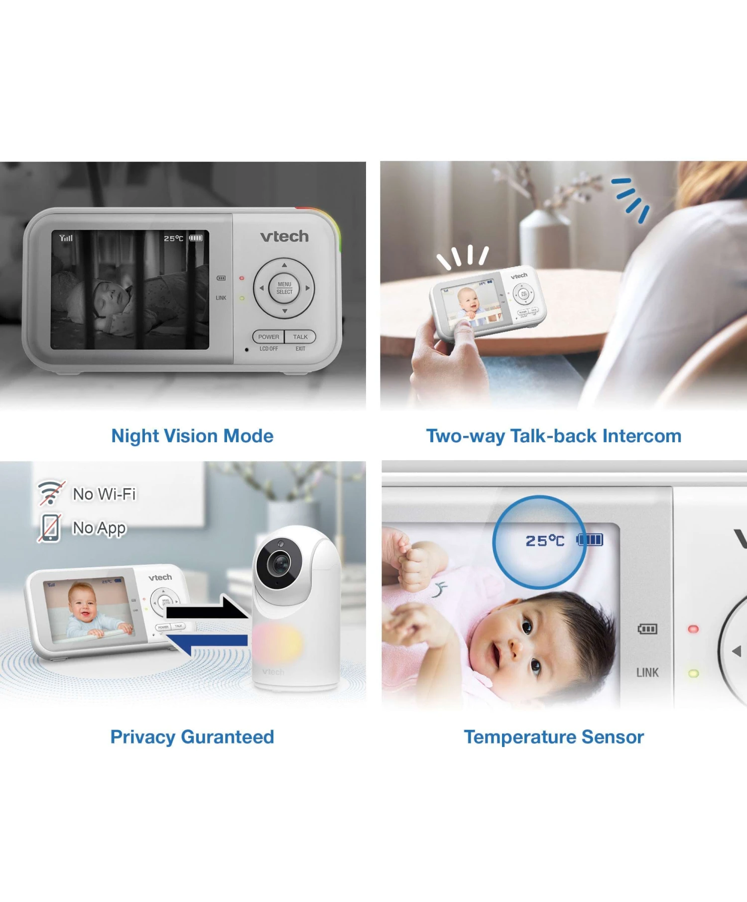 VTech VM3263 2.8" Video Baby Monitor With Night Light In White 11 VTech VM3263 2.8" Video Baby Monitor With Night Light In White - Image 9